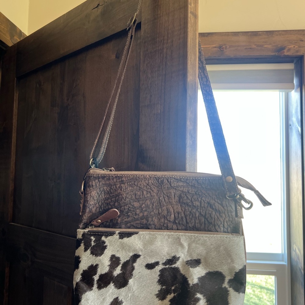 Myra Bag Brown and White Crossbody Bag